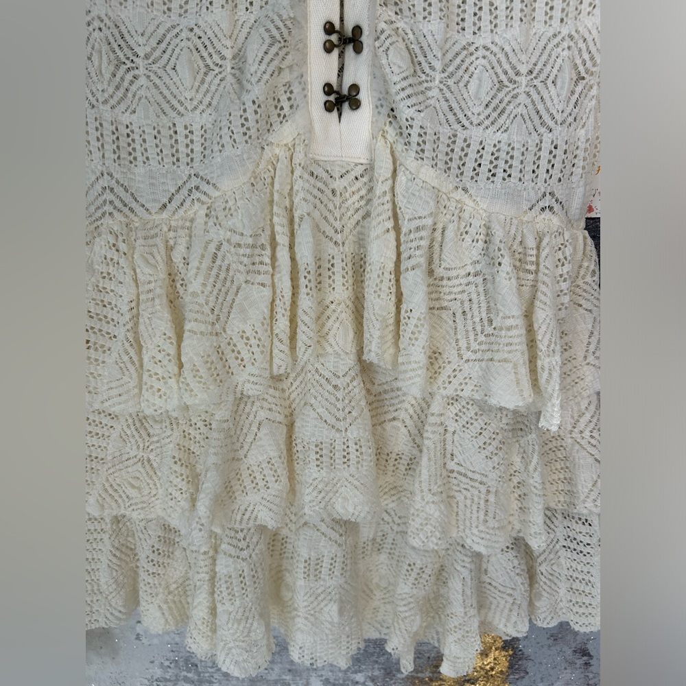 NWT Free People Lace Ruffle Tiered Boho Top - Picture 6 of 11
